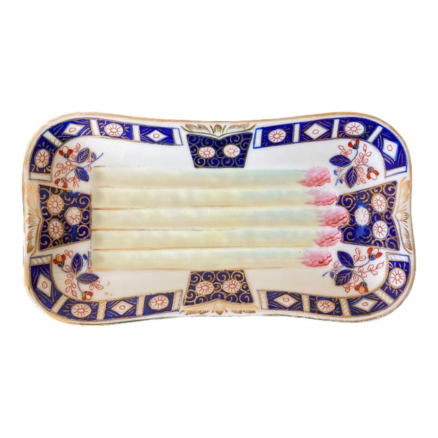 19th Century Austrian Asparagus Purple Porcelain Serving Dish by Carlsbad For Sale