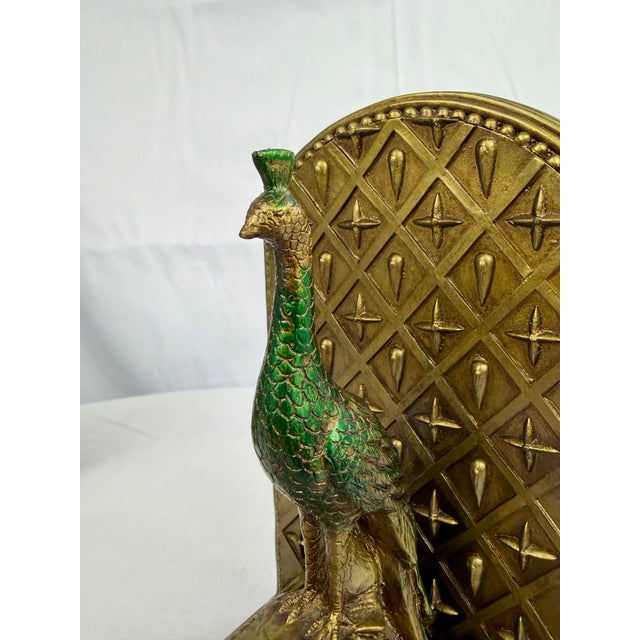 Hollywood Regency Green & Brass-Toned Peacock Bookends - A Pair For Sale In Greensboro - Image 6 of 11