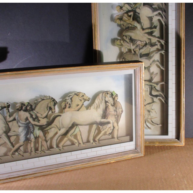 Glass French Neoclassic Diorama Glass Prints in Shadowbox - A Pair of 2 For Sale - Image 7 of 7
