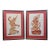 Vintage Thai Temple Rubbings Red Etched Gold Metal Frames 23x17 - a Pair For Sale