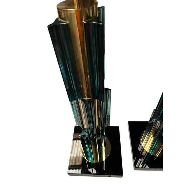 Blue Murano Lamps by Gino Cenedese, 1980, Set of 2 For Sale - Image 8 of 9