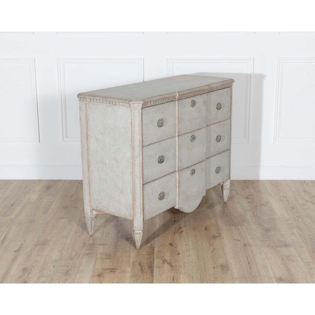 Mid 20th Century Gustavian Style Painted Chest of Drawers with Brass Handles For Sale - Image 4 of 10