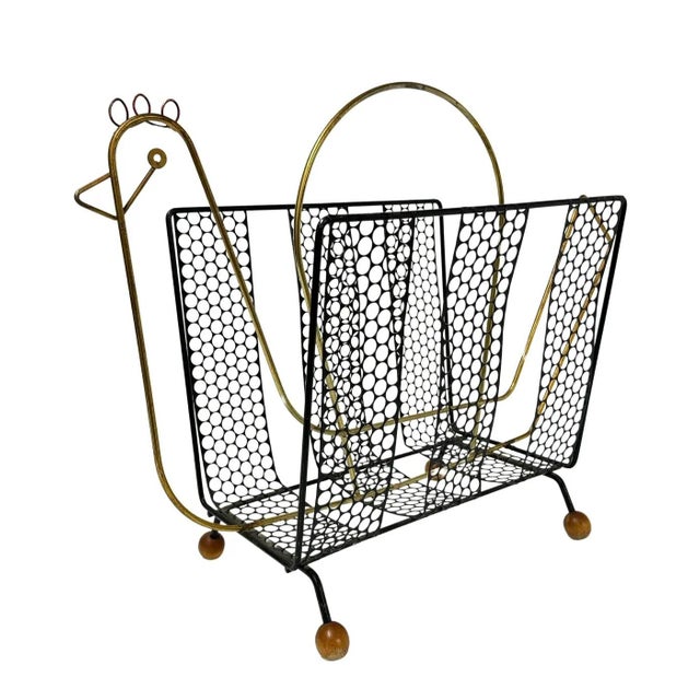 Metal 50s Mid Century Modern Frederick Weinberg Inp Iron Magazine Holder Rack Figural For Sale - Image 7 of 7