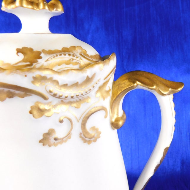 Late 18th Century White Bisque Vignaud Feres Chocolate Pot With Gold Trim and Two Cups - 5 pcs For Sale - Image 4 of 16