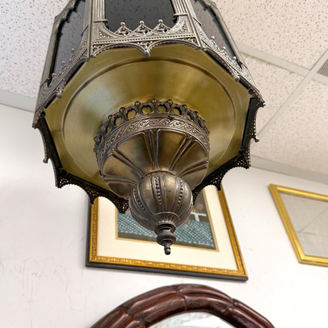 Magnificent Mid 20th Century LightCraft of California Arts and Crafts Movement Gothic Revival medieval pendant chandelier....