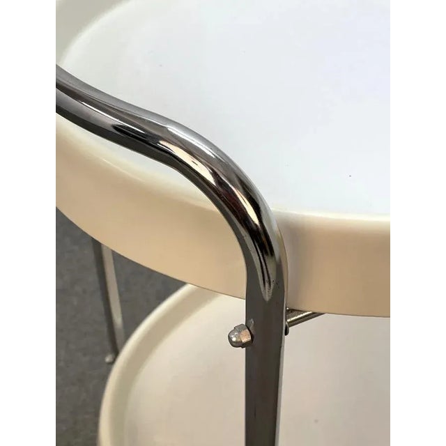 Mid-Century Italian Oval White Plastic and Metal Chrome Bar Cart, 1950s For Sale - Image 14 of 15