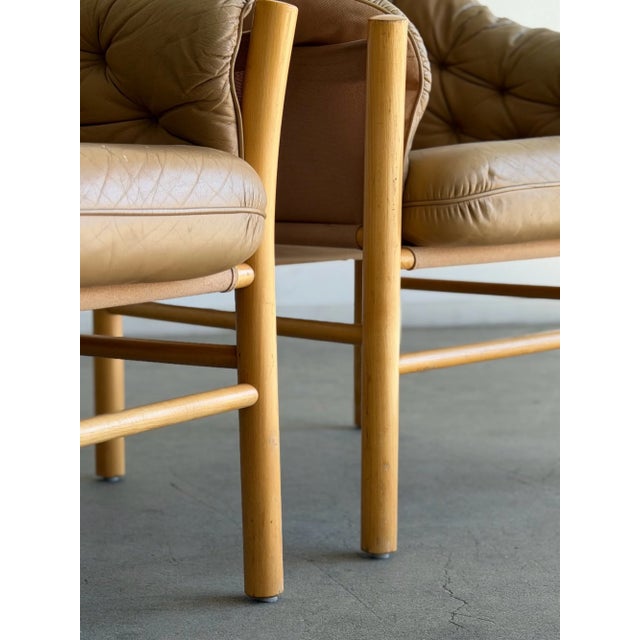 1970s ‘Pedro’ Armchairs Attributed to Gunnar Kentemo in Tan- Pair For Sale - Image 12 of 16