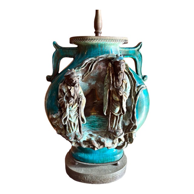 Asian Styled Ceramic Lamp by Fantoni For Sale