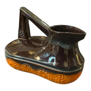 1970s Modernist Fat Lava Brown and Orange Ceramic West German Jug