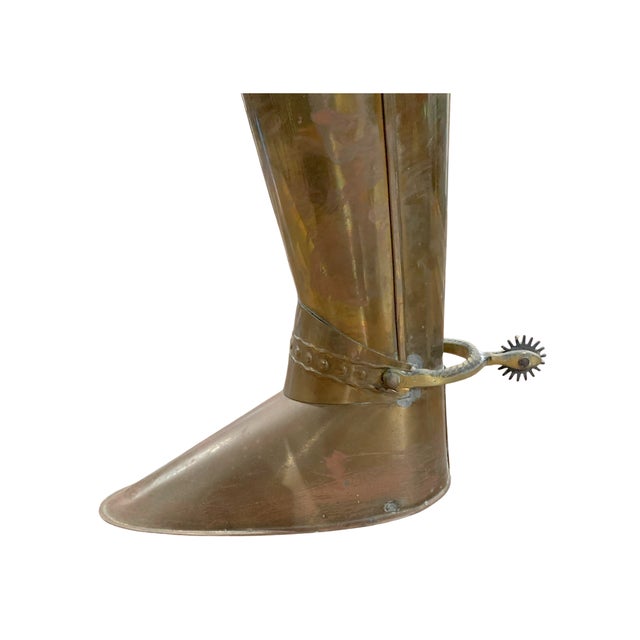 Early 20th Century Antique Brass Riding Boot Umbrella Stand — Made in England For Sale - Image 5 of 5
