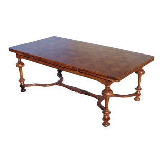 Custom 7' to 11' English Style Extendable Dining Table With 2 Retractable Leaves For Sale