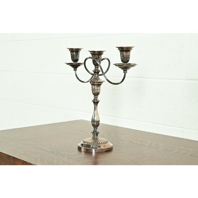 Victorian Tiffany & Co. Style Antique Victorian Silverplate Three-Light Candelabra For Sale - Image 3 of 16