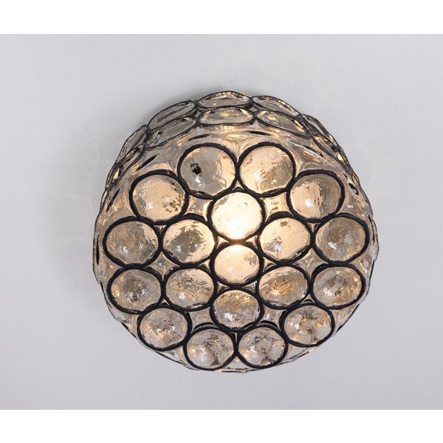 Iron and Glass Wall or Ceiling Light attributed to Limburg, Germany, 1960s For Sale - Image 11 of 14