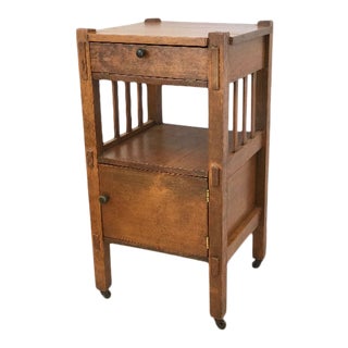 Antique Arts and Crafts Solid Oak Side Table For Sale