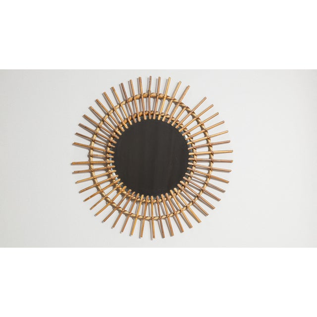 French 19th Century France Tan Bamboo Mirror For Sale - Image 3 of 10