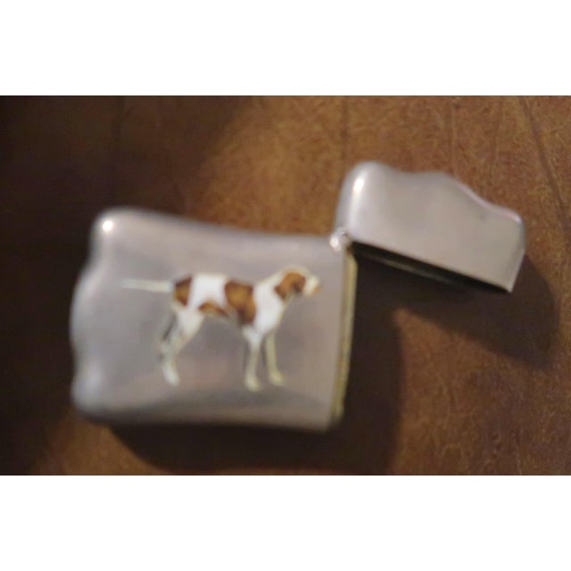 Antique Sterling and Enamel Match Safe (Vesta) With Hunting Dog, C. 1900 For Sale - Image 4 of 11