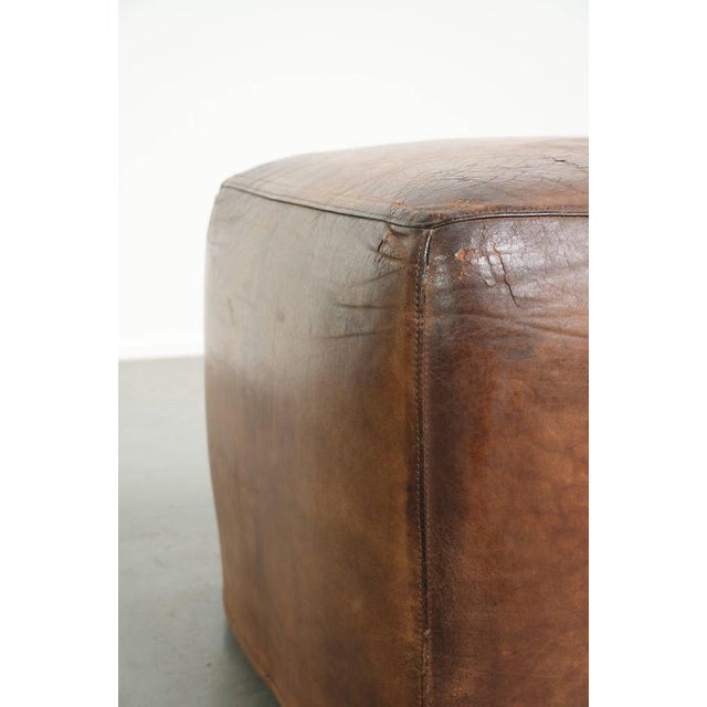Large Vintage Sheepskin Ottoman For Sale - Image 9 of 12