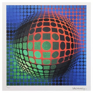 After Victor Vasarely, Op Art Composition, Paper For Sale