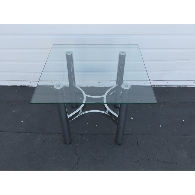 Metal Hollywood Regency Mid Century Chrome Glass Top Side End Table 6418 For Sale - Image 7 of 11