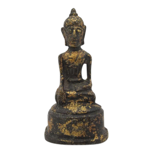 Thai Gilt Bronze Ayutthaya Seated Meditational Miniature Buddha Statue Figurine