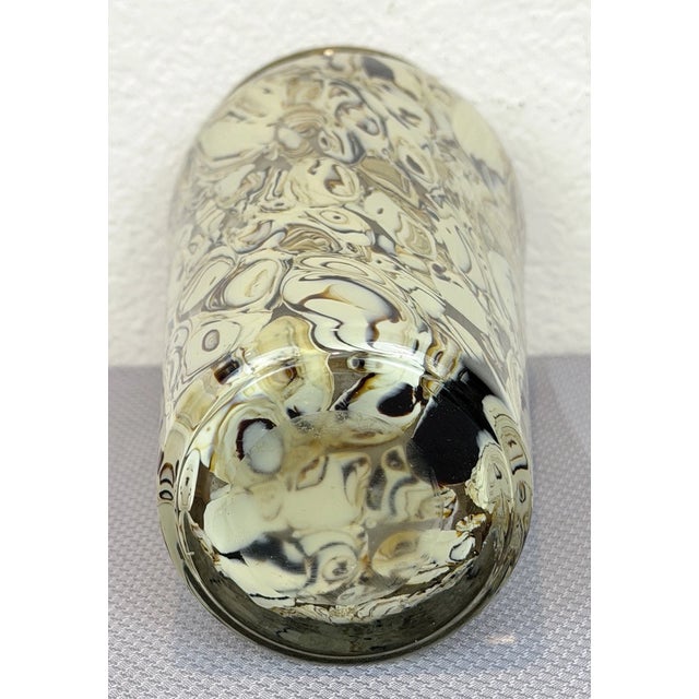 1990s Vintage Murano Style Hand Blown Cream Brown Art Glass Vase For Sale - Image 5 of 5