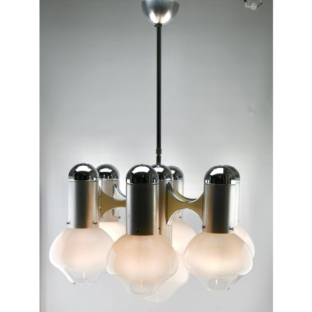 Chrome and Opaline Glass Globes Chandelier from Sciolari For Sale - Image 11 of 17