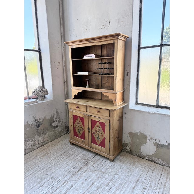 Antique Folk Art Polychrome Grocery Store Cabinet from Savoy, 1940s For Sale - Image 4 of 18