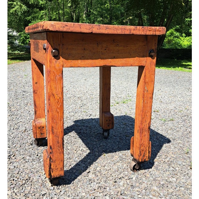 1920s Industrial Rolling Table Kitchen Island For Sale - Image 4 of 12