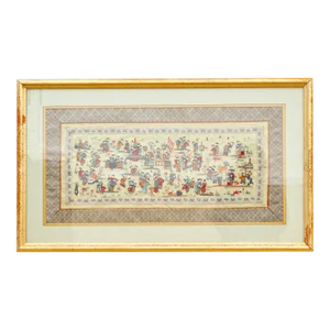 Antique Framed Grand Procession Embroidery