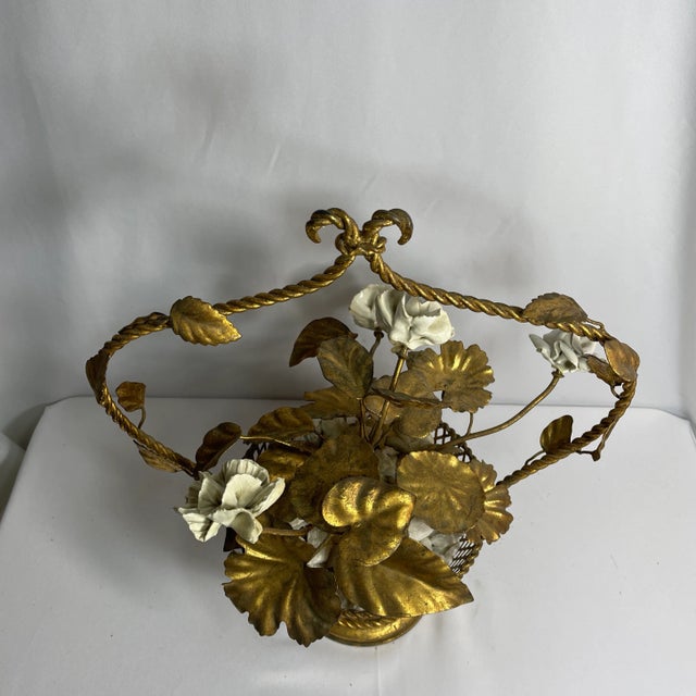 Vintage Cast Iron Floral Basket For Sale - Image 9 of 12