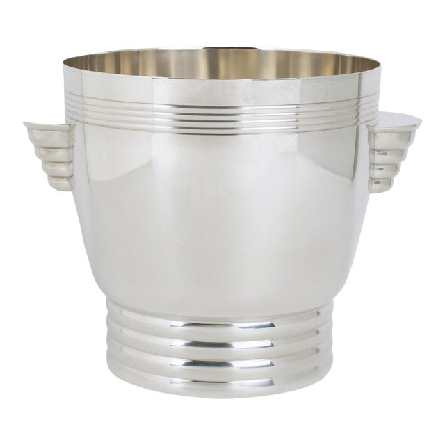 Art Deco Silver Plate Wine Cooler, Ice Bucket by French Silversmith Desvignes For Sale