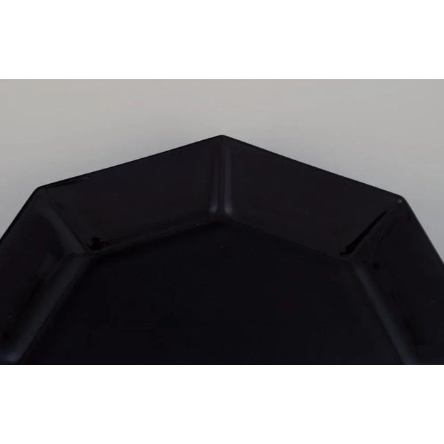 Octagonal Plates in Black Glass from Arcoroc, France, 1970s-1980s, Set of 6 For Sale - Image 4 of 8