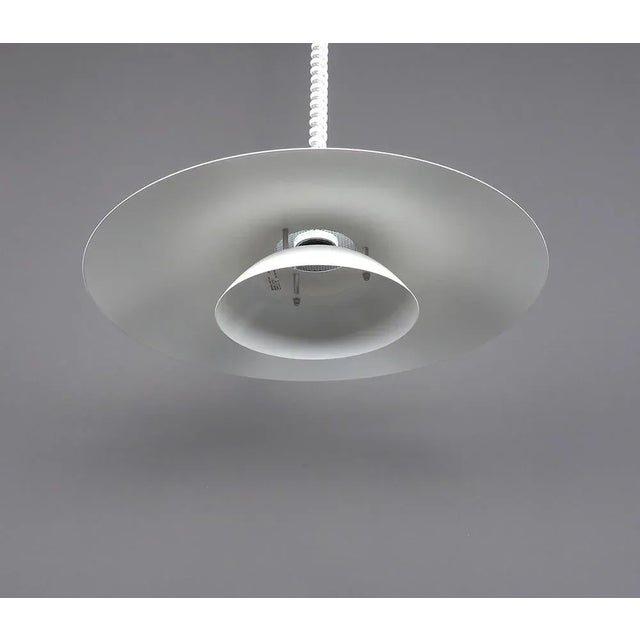 Danish Rise and Fall Lamp in White Metal, 1980s For Sale - Image 4 of 10