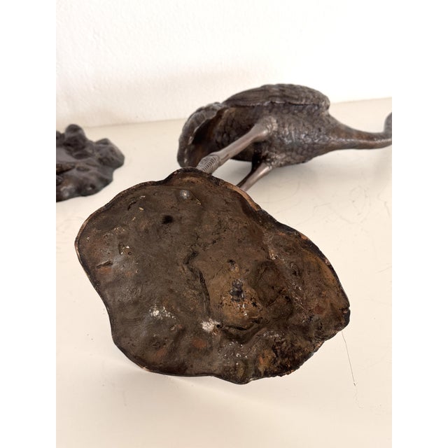 Large Burnished Brass Heron Sculptures, Italy, 1970, Set of 2 For Sale - Image 16 of 18