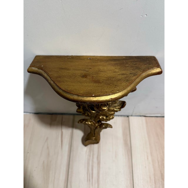 Italian Palladio Hand Carved Gilded Wood Decorative Wall Shelf. For Sale - Image 3 of 6