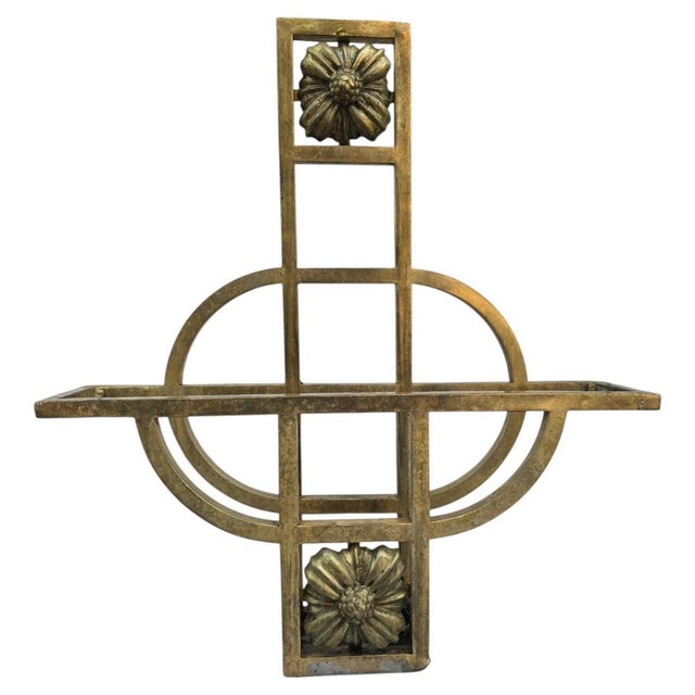 Art Nouveau Gilt Brass Wall-Mounted Magazine Rack, 1910 For Sale - Image 13 of 13