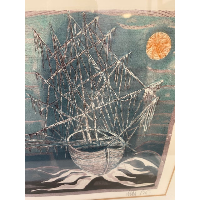 Mid-Century Modern Nautical Silkscreen Print, Signed and Numbered, Circa 1950s - Edition 3/100 For Sale - Image 10 of 10