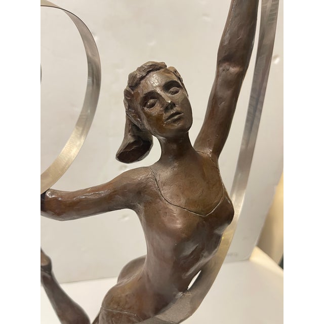 1970s Metal Sculpture of a Dancer With Metal Ribbon For Sale - Image 4 of 7