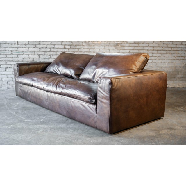 Restoration Hardware Leather Cloud Sofa For Sale - Image 11 of 15