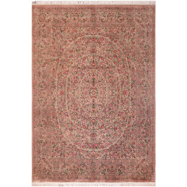 Elegant Renaissance 1990's Tan/Red Wool Rug - 8'0'' X 10'5'' For Sale - Image 9 of 9