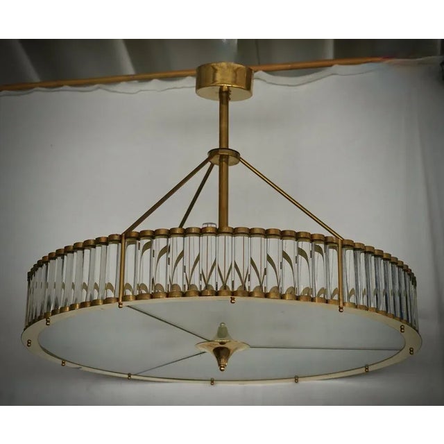 Mid-Century Murano Glass and Brass Chandelier For Sale - Image 9 of 11