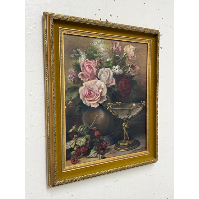 Traditional Marian Miller Original Floral Still Life Painting in the Style of Jean Baptiste Robie For Sale - Image 3 of 12