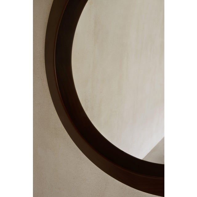Round Wood Wall Mirror For Sale - Image 4 of 6