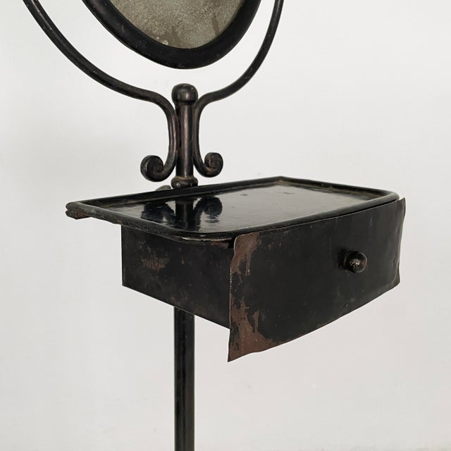 Italian Black Metal Console with Mirror and Drawer, Late 1800s For Sale - Image 9 of 18