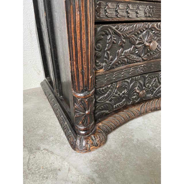 Antique Carved Blackened Pine Chest of Drawers For Sale - Image 18 of 18