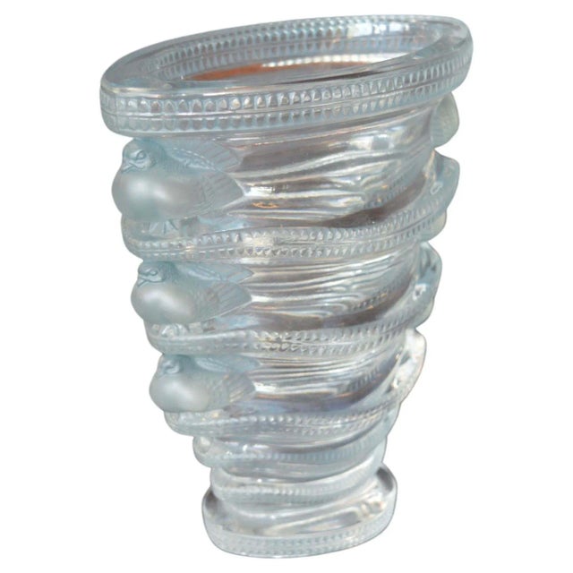 1930s René Lalique Clear & Frosted Crystal Saint Marc Vase For Sale - Image 5 of 7