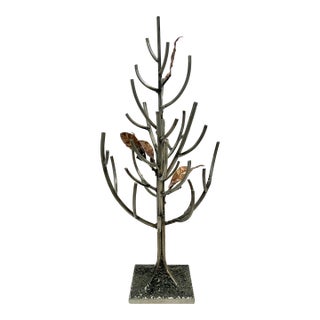 Signed Pete Marfei 2001 Lunar Art Collection Metal Jewelry Tree Stand For Sale