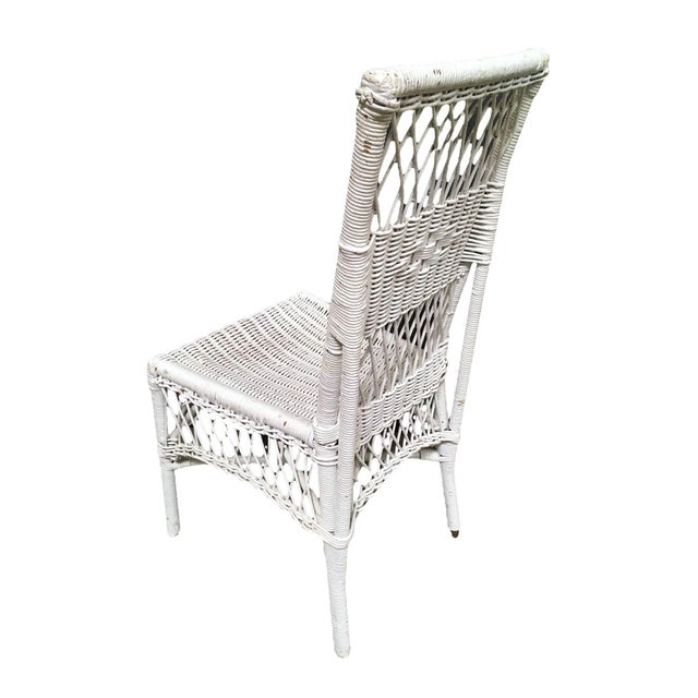 1940s Shabby Chic White Wicker Mahogany Top Writing Secretary Desk W/ Chair For Sale - Image 13 of 14