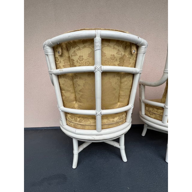 Wood 1970s Vintage Mid Century Henry Olko for Willow & Reed Rattan Swivel Bucket Chairs - a Pair For Sale - Image 7 of 12