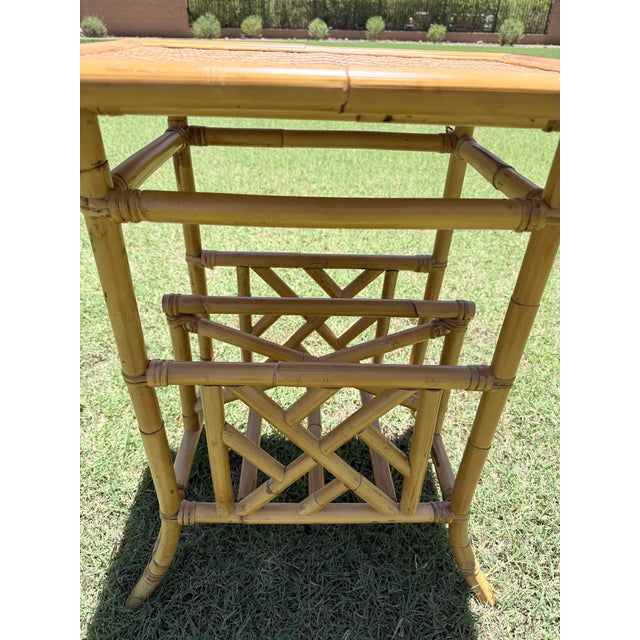 Vintage Faux Bamboo Rattan Magazine Rack Side Table For Sale In Phoenix - Image 6 of 7